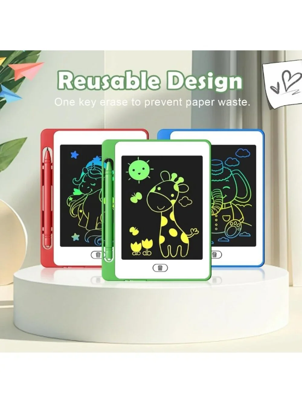 Colorful 16-Pack LCD Writing Tablets for Kids, Erasable Doodle Boards